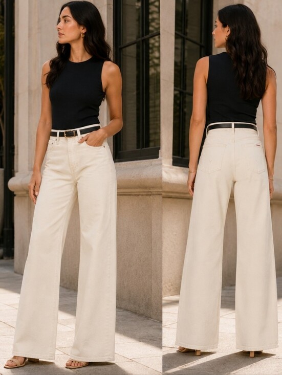 Hudson Jeans Denim - Hudson Jolene Ecru Wide Leg Jeans Women’s 28 High Rise 32” Inseam